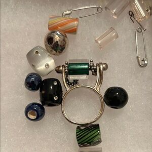 Silver and Black Women's Ring